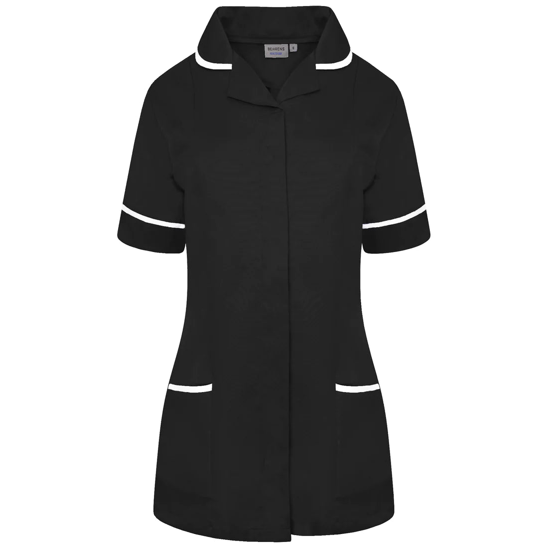Black/White Contrast Ladies Tunic with Round Collar - NCLTPS