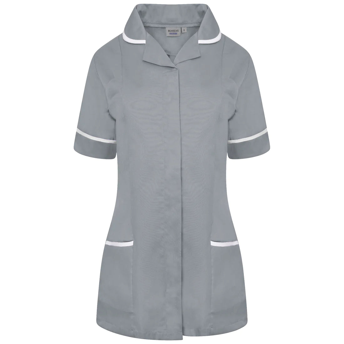 Grey/White Contrast Ladies Tunic with Round Collar - NCLTPS