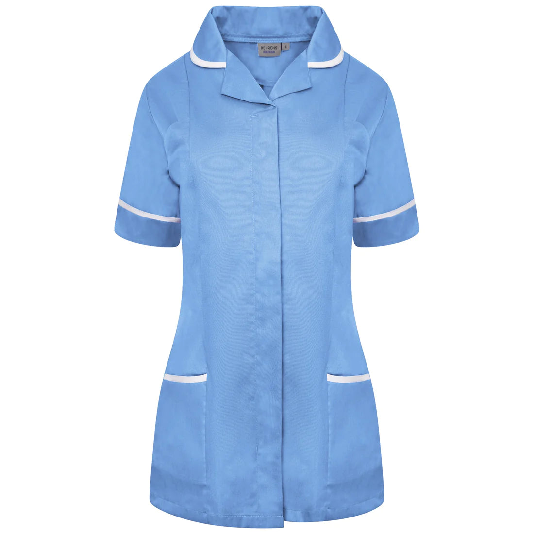Hospital Blue/White Contrast Ladies Tunic with Round Collar - NCLTPS