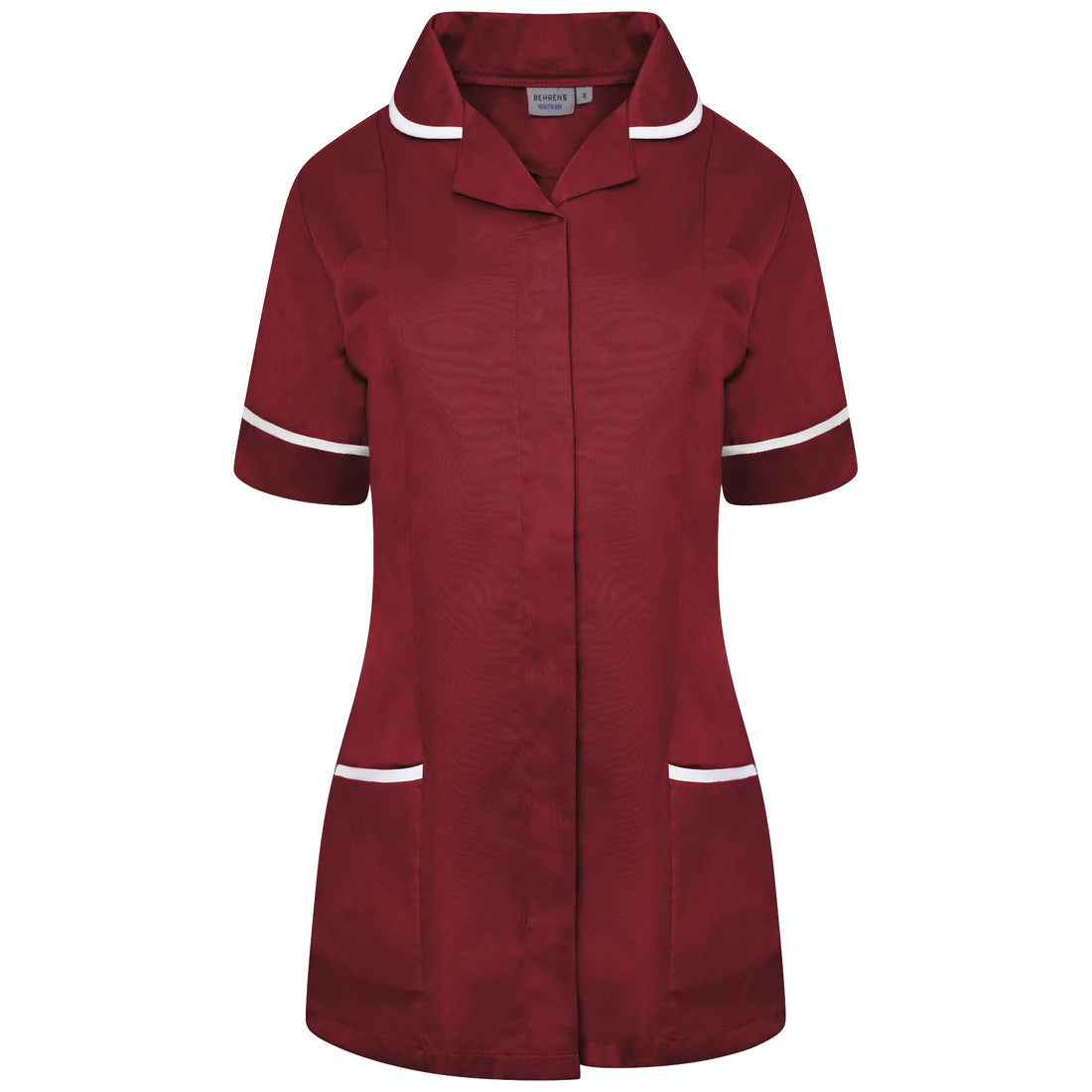 Maroon/White Contrast Ladies Tunic with Round Collar - NCLTPS