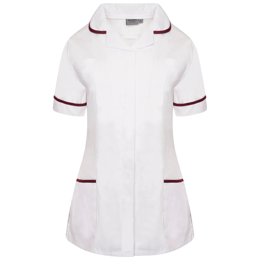White/Maroon Contrast Ladies Tunic with Round Collar - NCLTPS