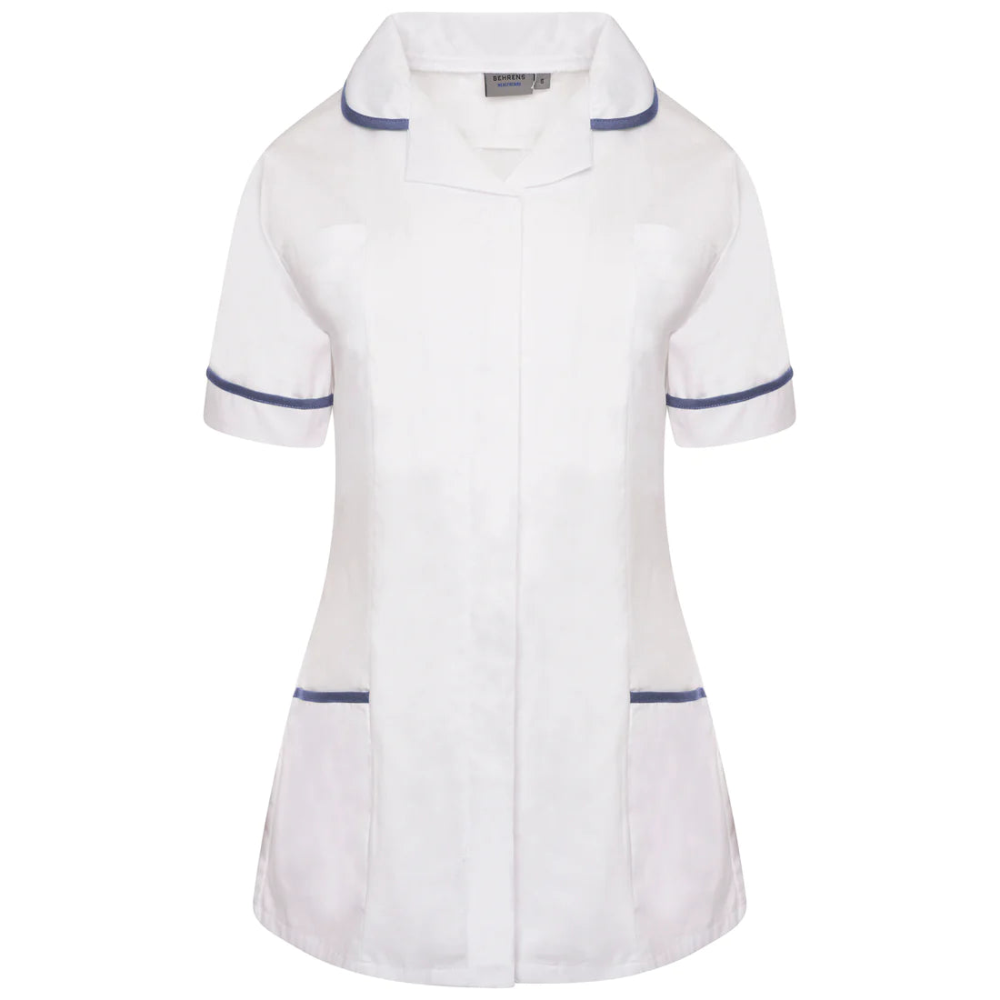 White/Sky Contrast Ladies Tunic with Round Collar - NCLTPS