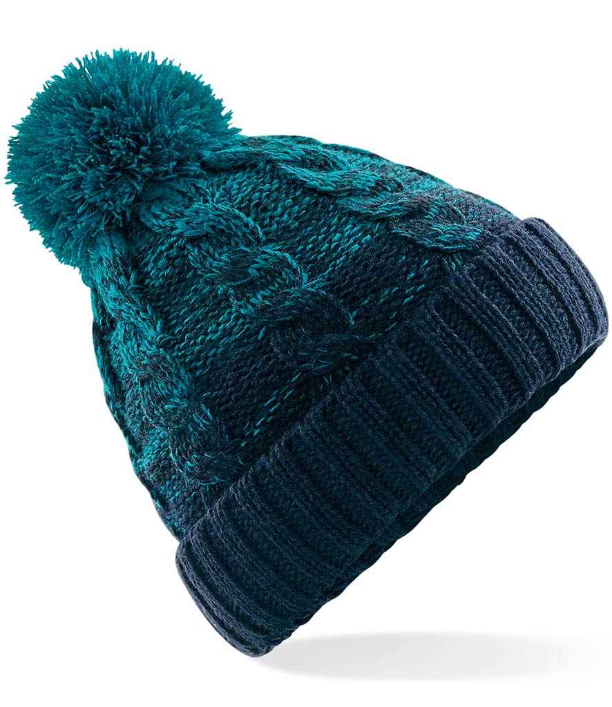 Beechfield Ombré Pom Pom Beanie Teal/French Navy