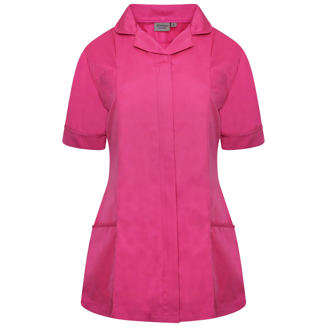Bright Pink/Bright Pink Contrast Ladies Tunic with Round Collar - NCLTPS