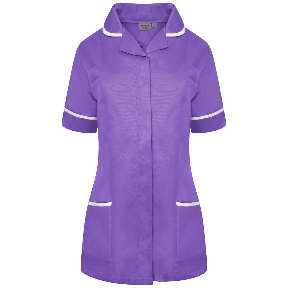 Purple/White Contrast Ladies Tunic with Round Collar - NCLTPS