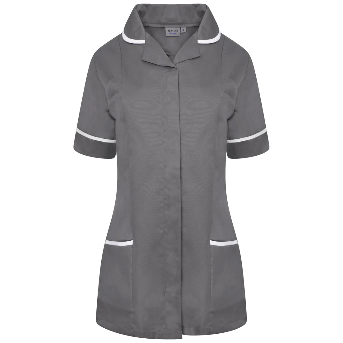 Storm Grey/White Contrast Ladies Tunic with Round Collar - NCLTPS