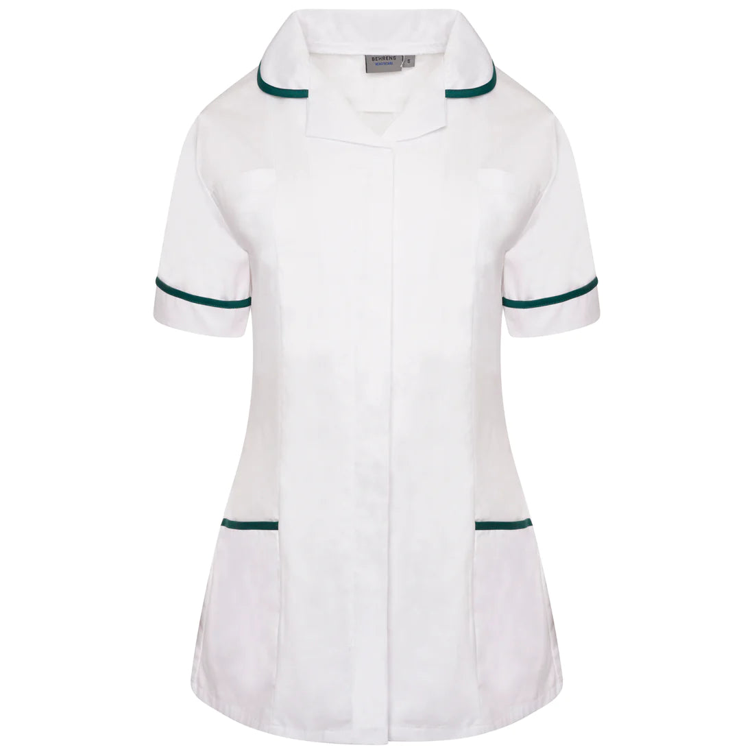 White/Bottle Green Contrast Ladies Tunic with Round Collar - NCLTPS