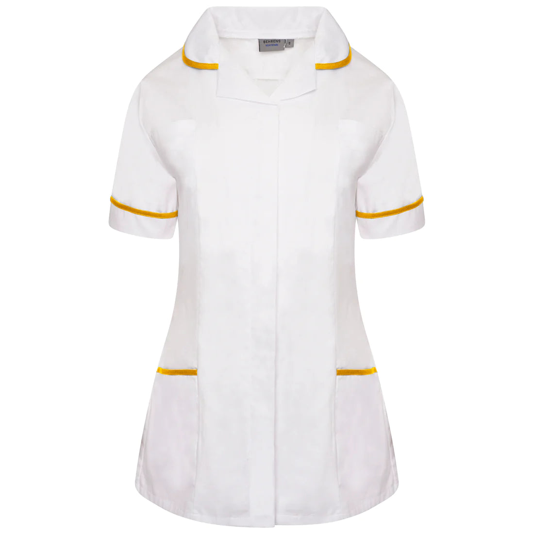 White/Yellow Contrast Ladies Tunic with Round Collar - NCLTPS