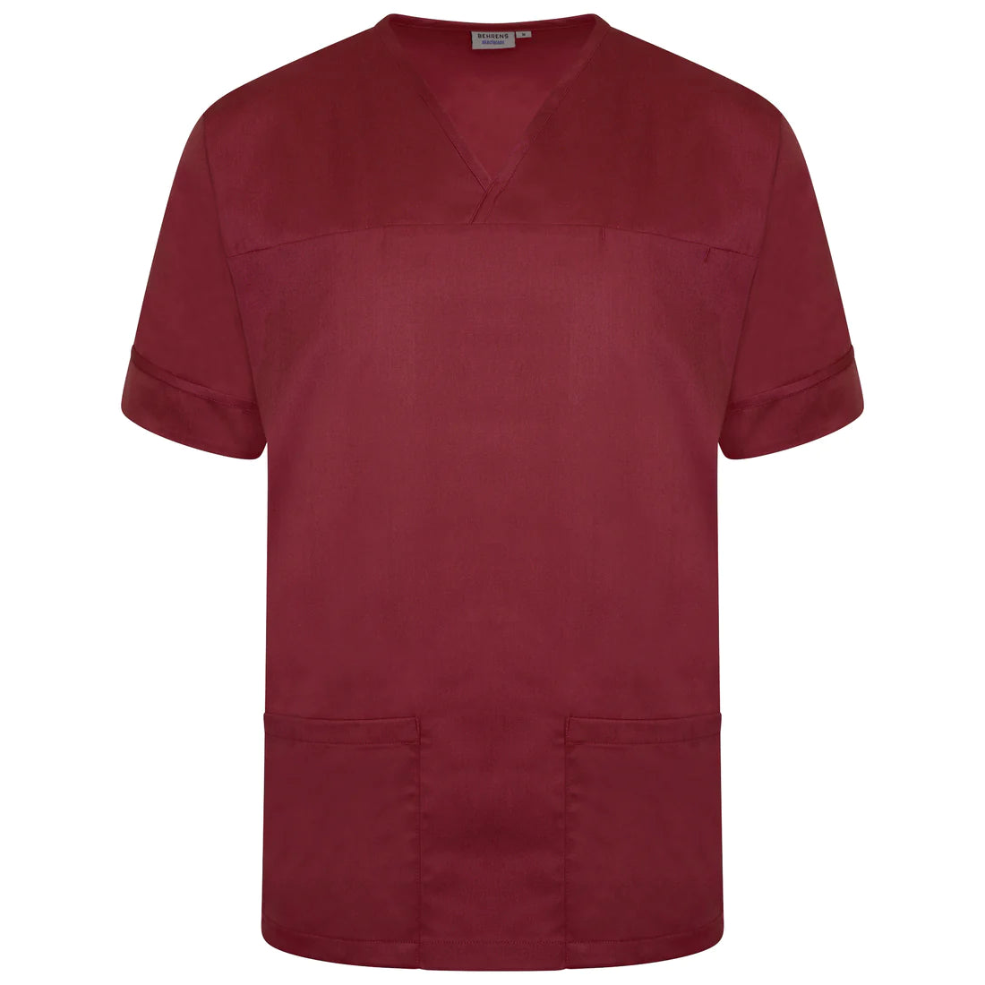 Maroon Grey Plain Smart Scrub Top - NSTP