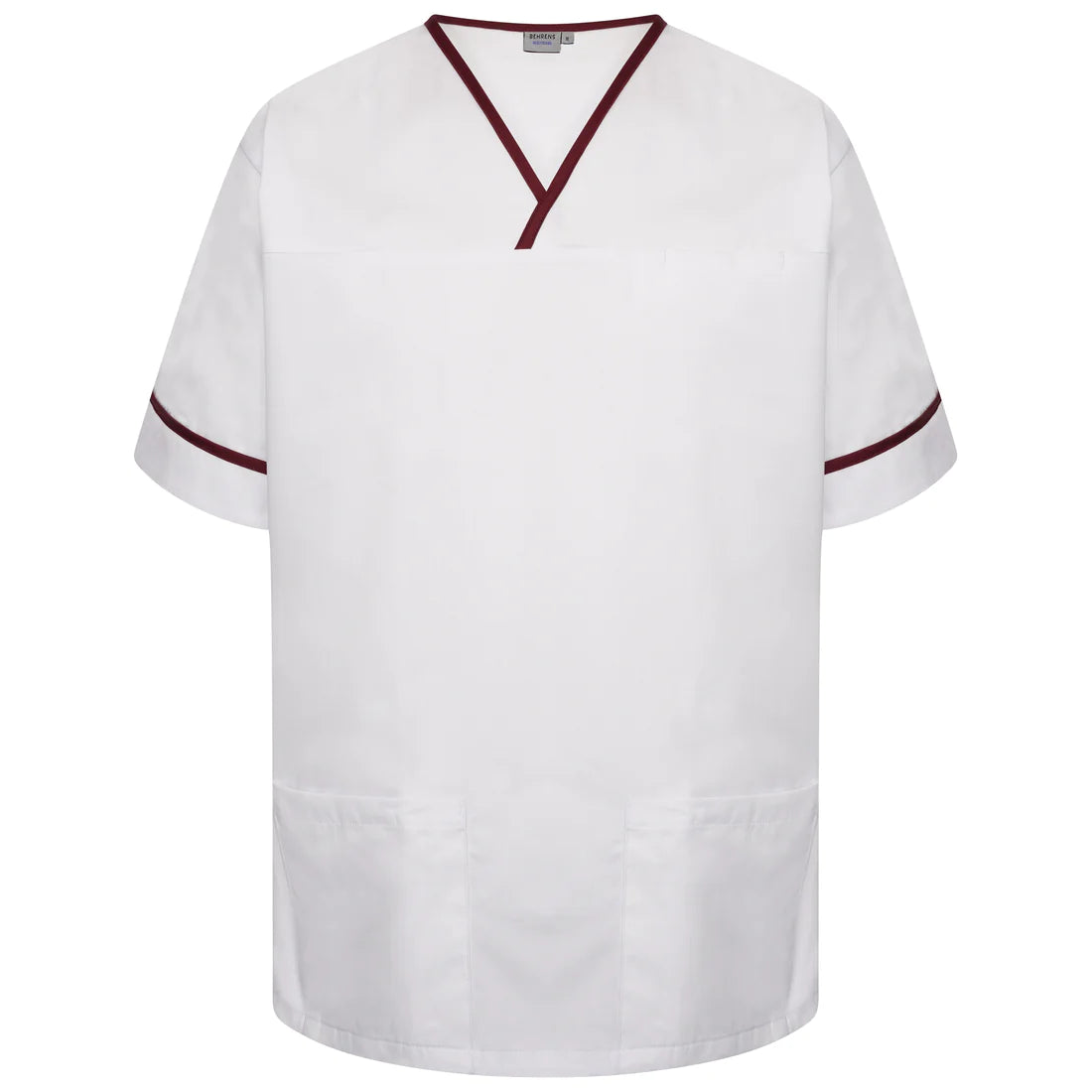 White/Maroon Contrast Smart Scrub Top - NSTT