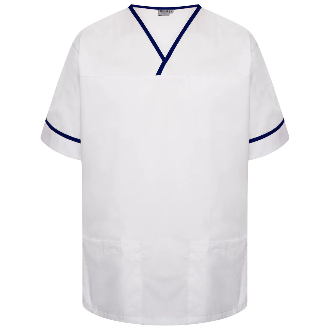 White/Navy Contrast Smart Scrub Top - NSTT