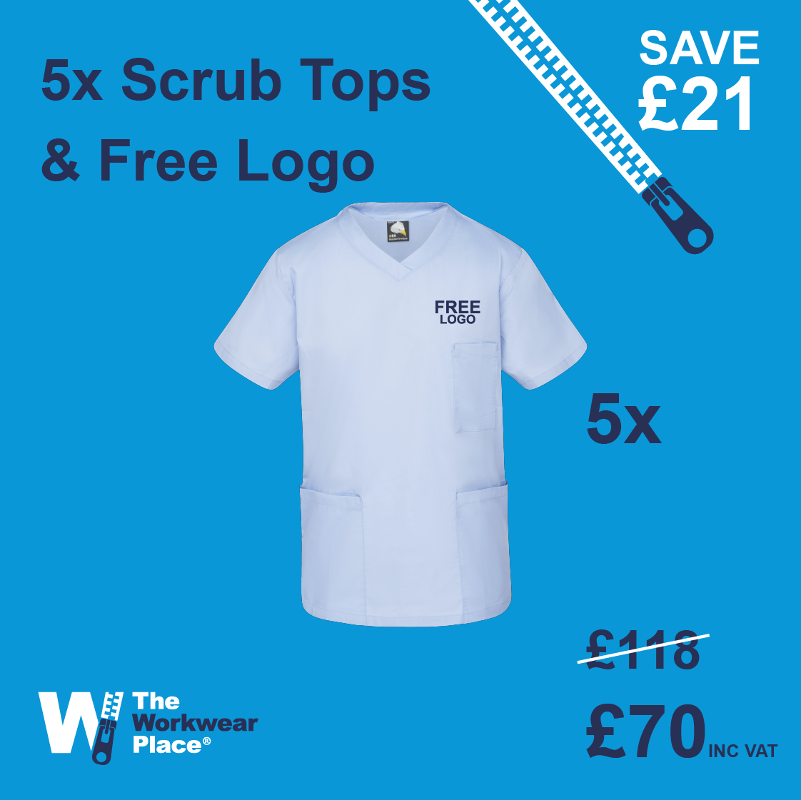 5x Scrub Tops & Free Logo